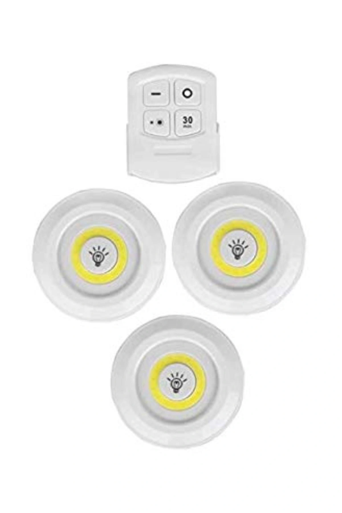 3Lü Uzaktan Kumandalı Yapışkanlı Kablosuz Led Spot Lambalar