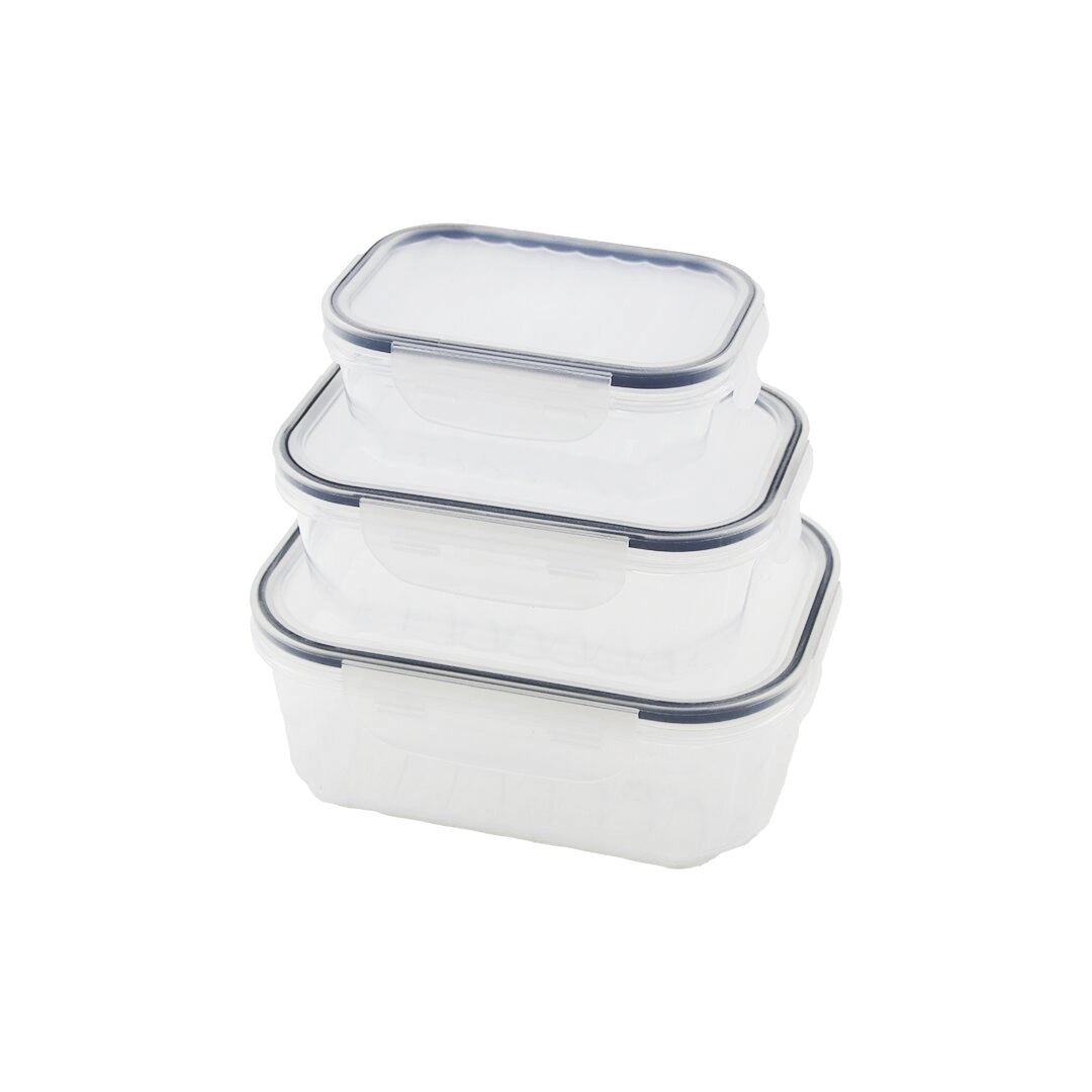 3Pcs Sızdırmaz Saklama Kabı Seti Şeffaf Kap Buğulu Contalı Kapak 500 1000 1700Ml