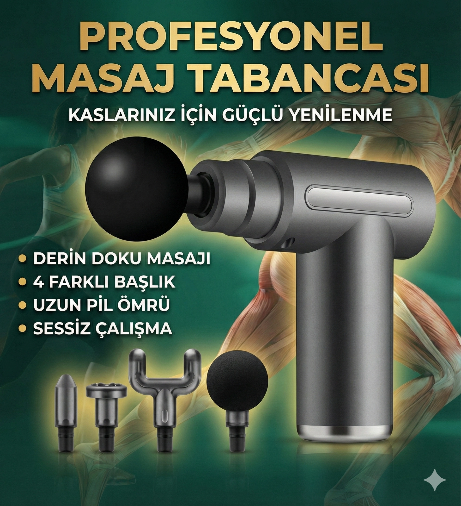 4 Başlıklı 6 Kademeli Titreşimli Şarjlı Mini Masaj Aleti