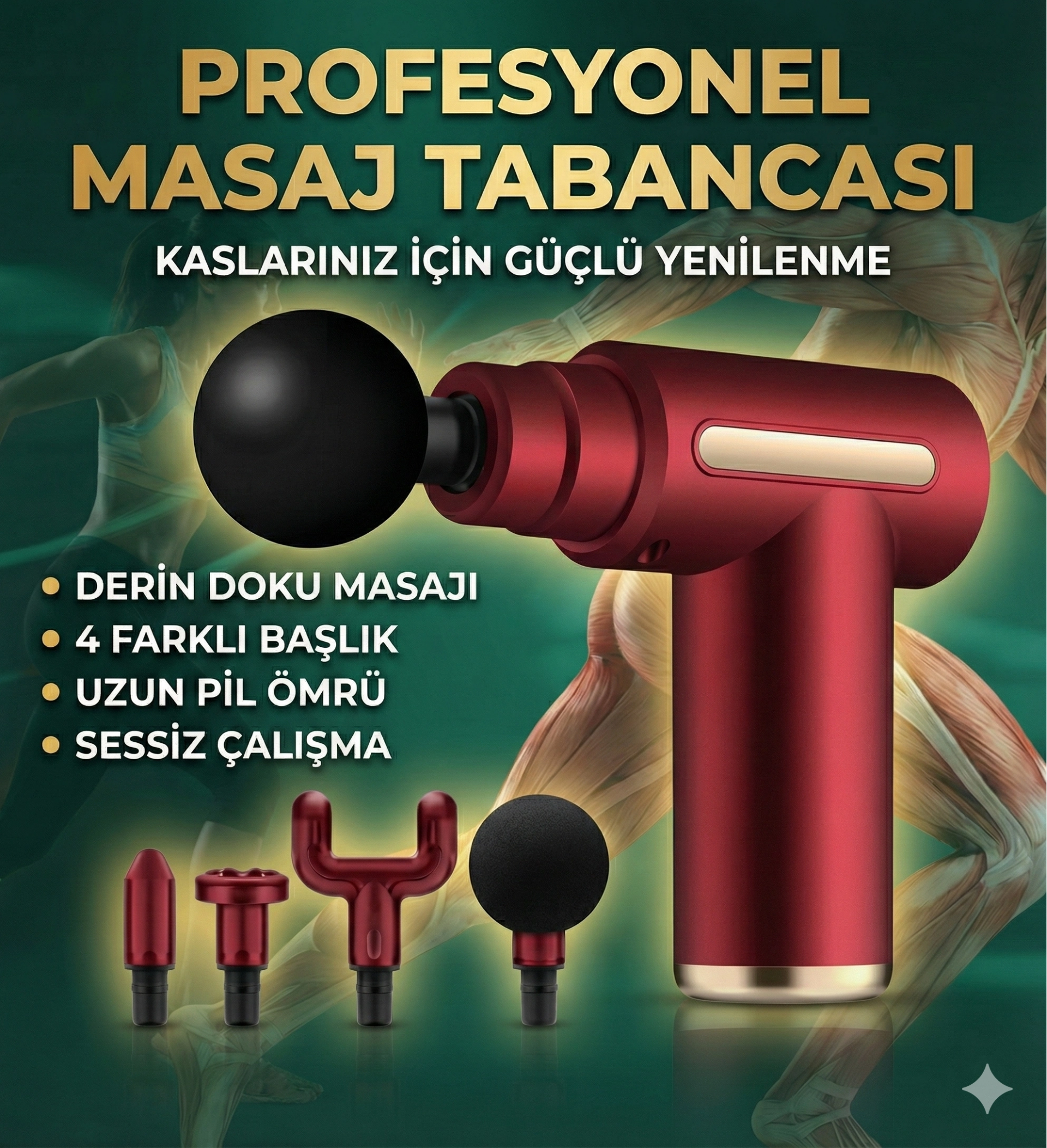 4 Başlıklı 6 Kademeli Titreşimli Şarjlı Mini Masaj Aleti