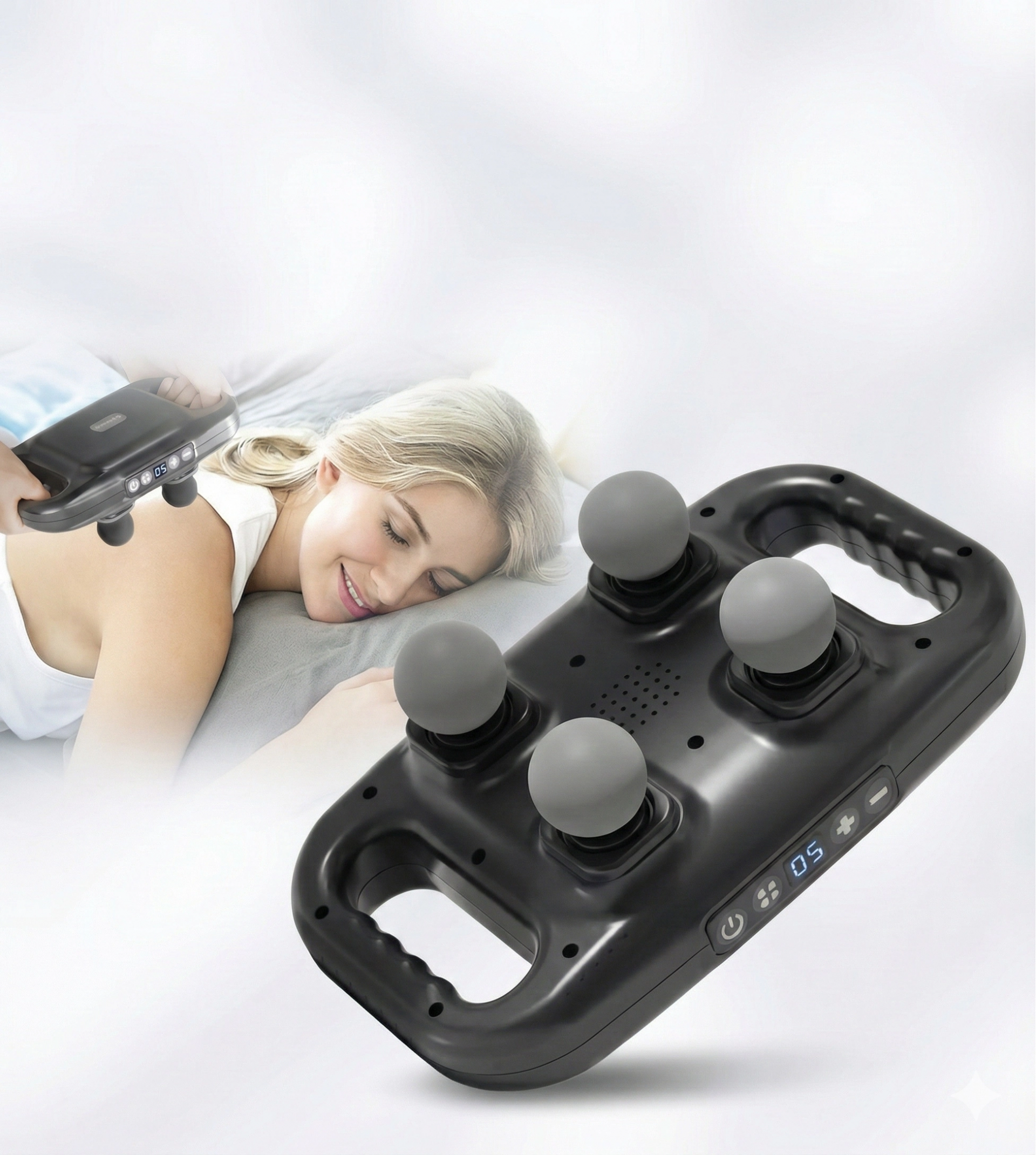 4 Başlıklı Masaj Tabancası - Ergonomik Derin Doku Sırt Ve Boyun Masaj Aleti Ağrı Ve Sızı Giderici