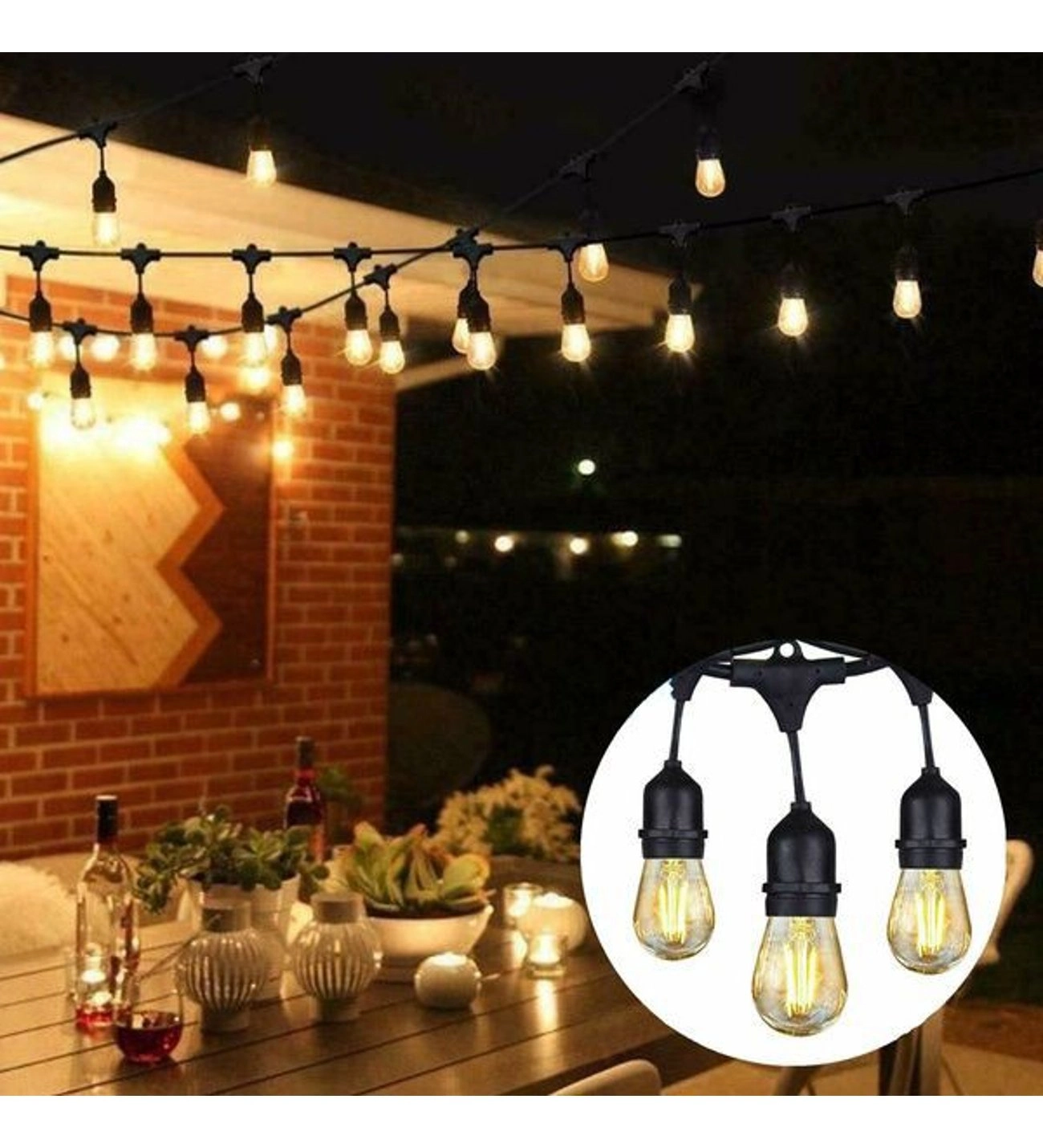 5 Metre Sabit Yanan Modlu 10 Ampul Parti Organizasyon Iç & Dış Mekan 2700K Led Aydınlatma ...