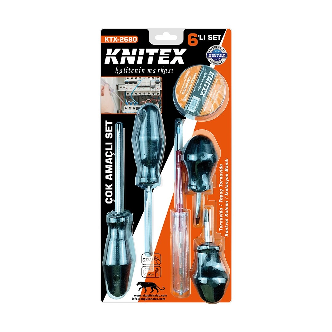 6Pcs Tornavida - Çok Amaçlı Set Tornavida - Topaç Tornavida - Kontrol Kalem - Elektrik Bant