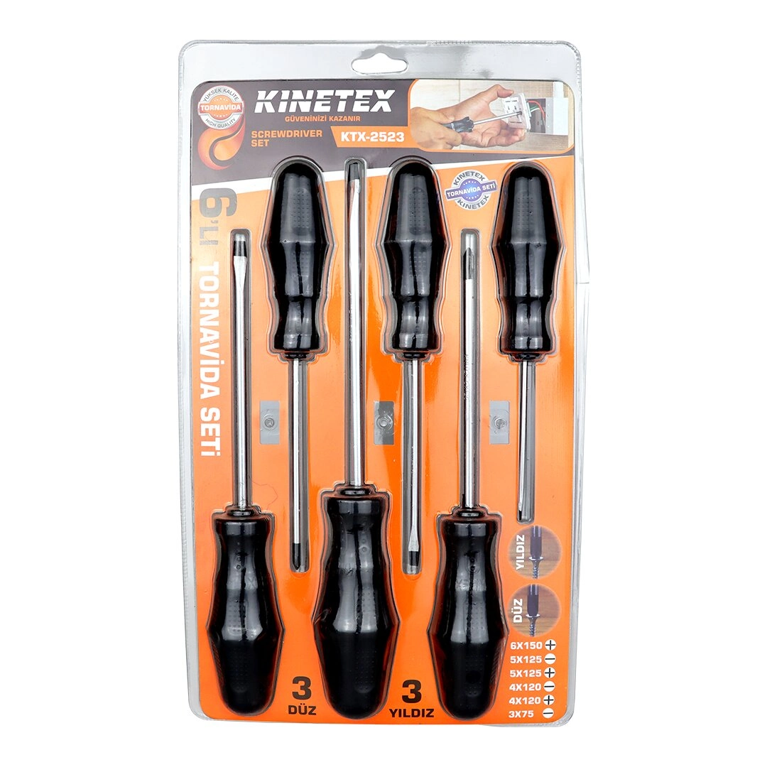 6Pcs Tornavida Seti 6X150 Yıldız - 5X125 Düz-Yıldız - 4X120 Düz-Yıldız - 3X75 Düz