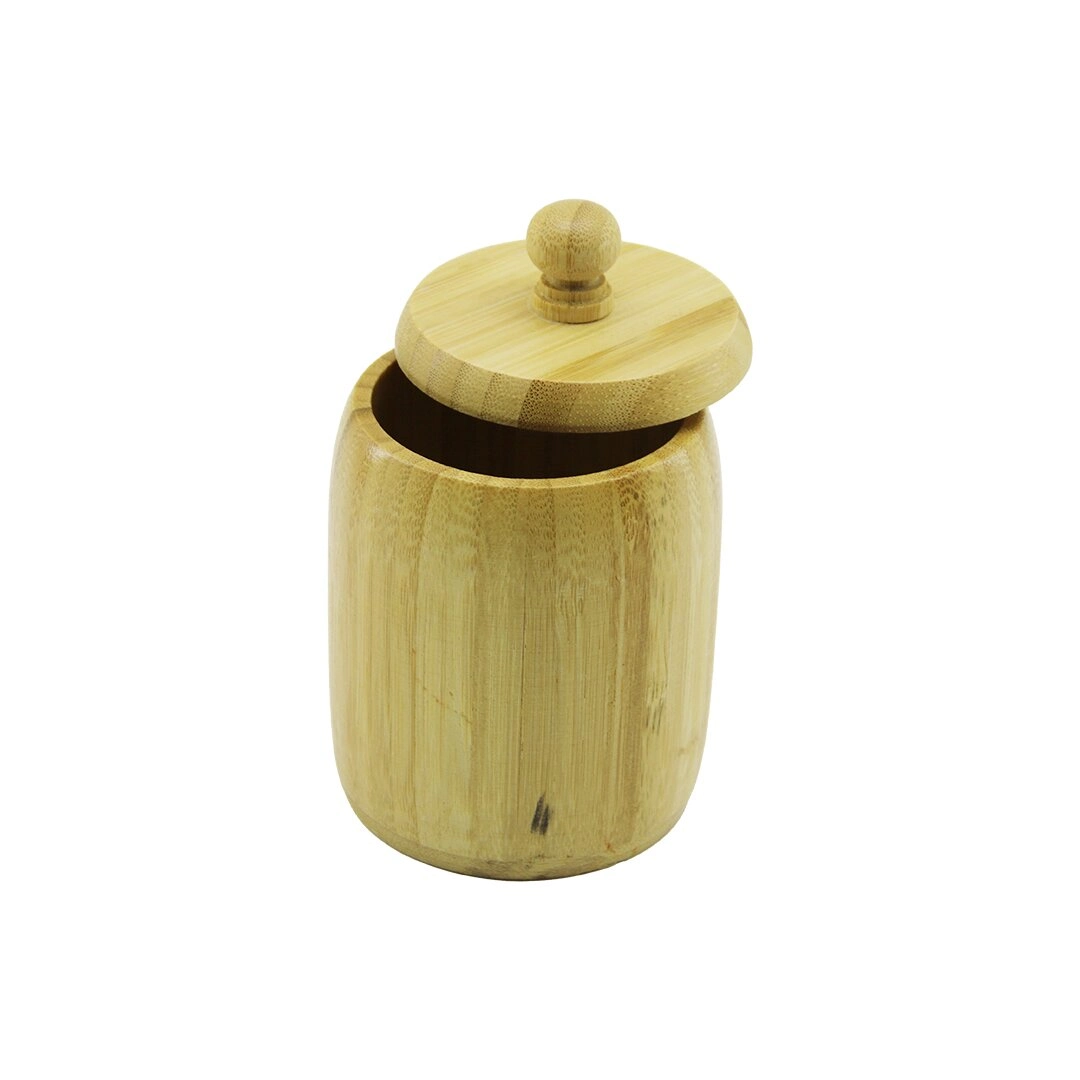 Ahşap Bambu Şekerlik Kapaklı Çap 7.5Cm Derinlik 8.5Cm No  8