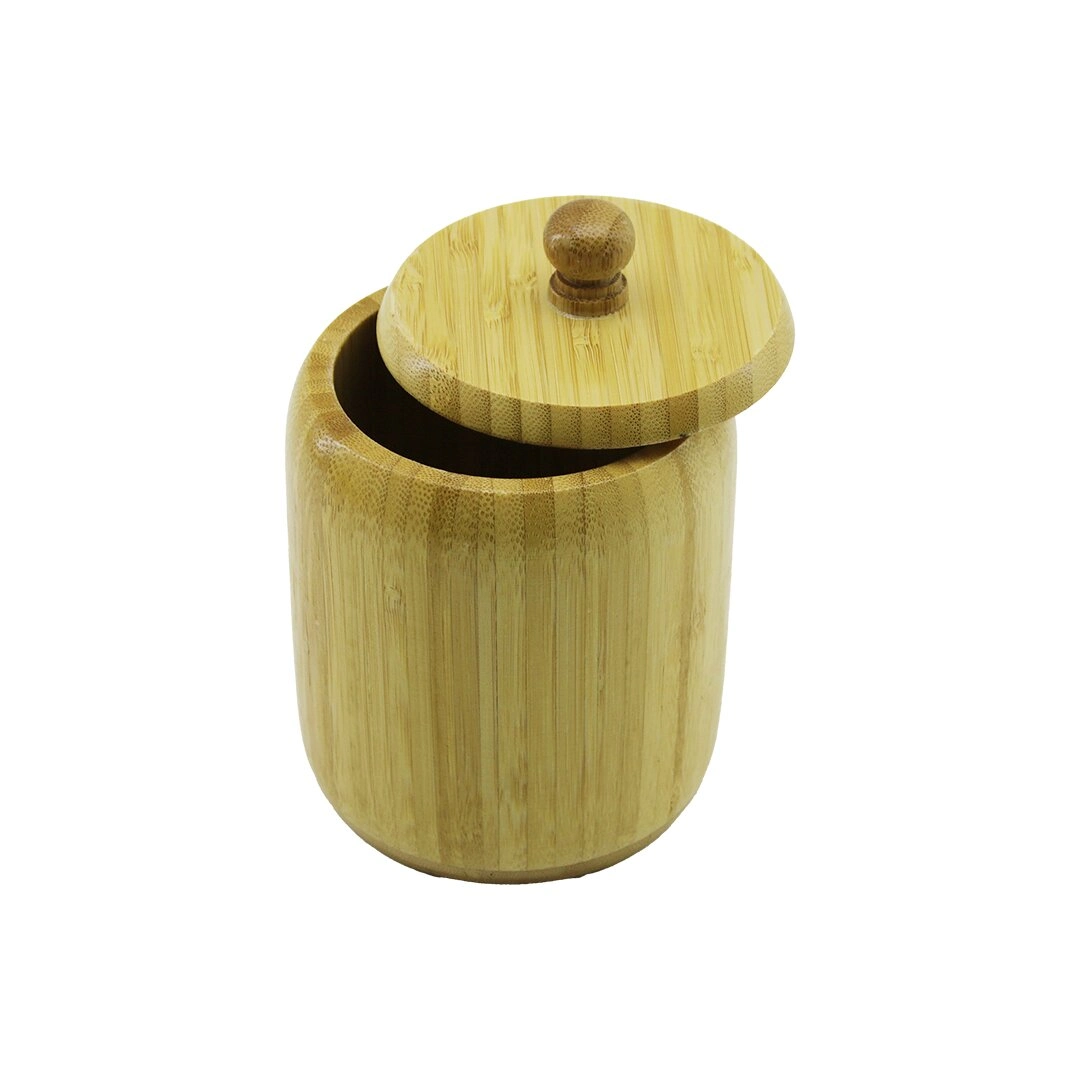 Ahşap Bambu Şekerlik Kapaklı Çap 9Cm Derinlik 10.5Cm No10