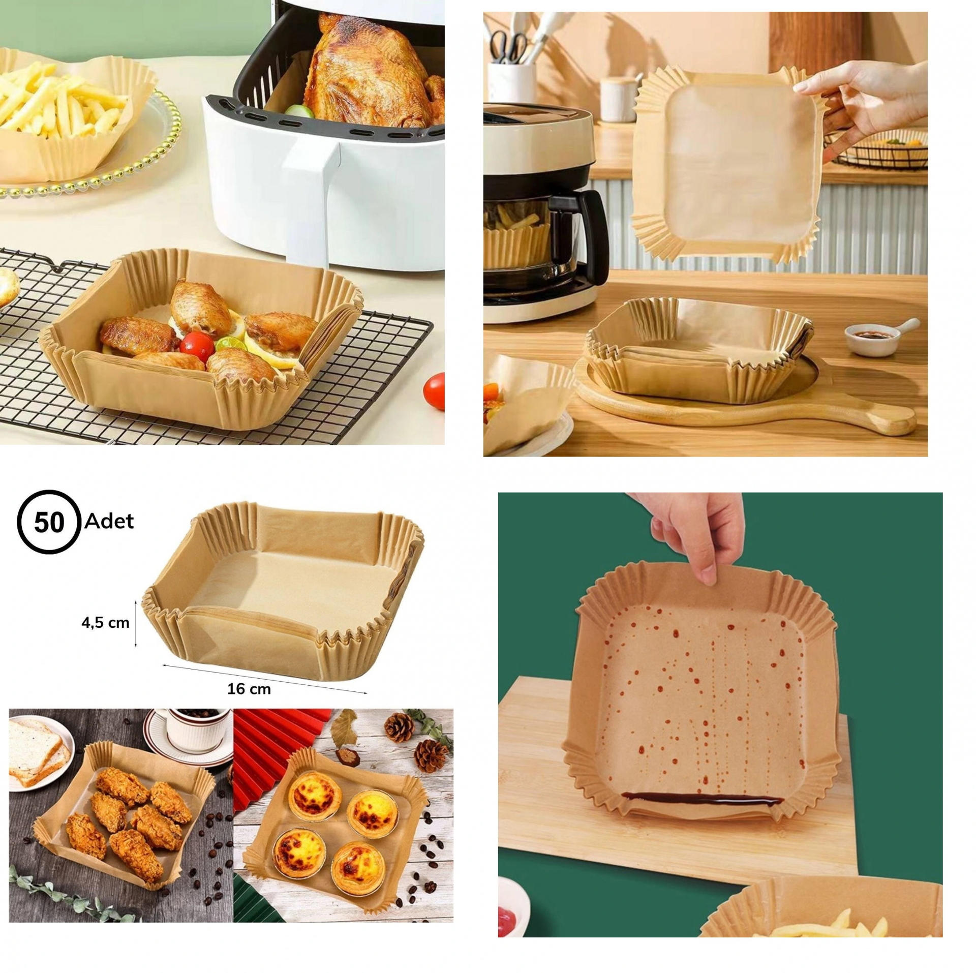 Airfreyer Fritöz Kağıdı Kare Xl / Xxl 50Li