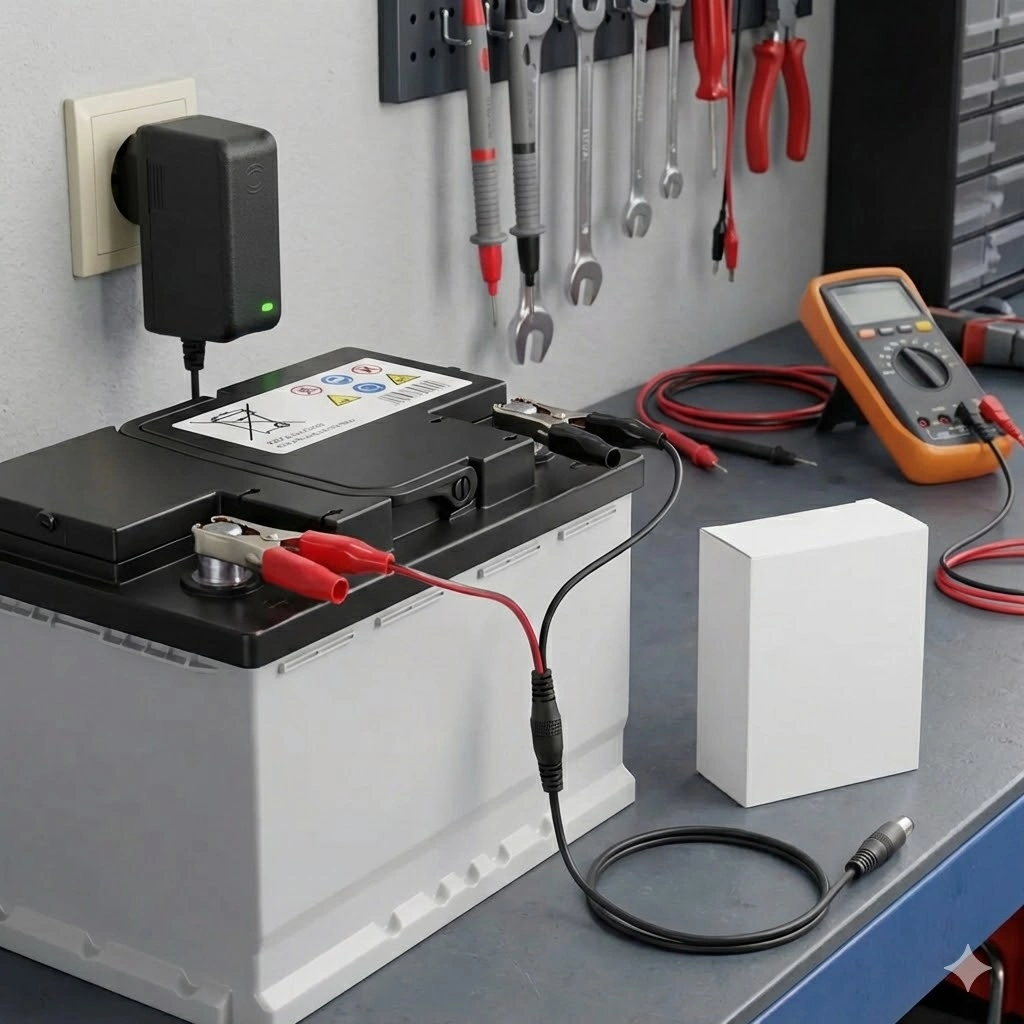 Akü Şarj Cihazı 12V 1.2A 14.4W Krokodil Uç Akü Şarj Adaptörü