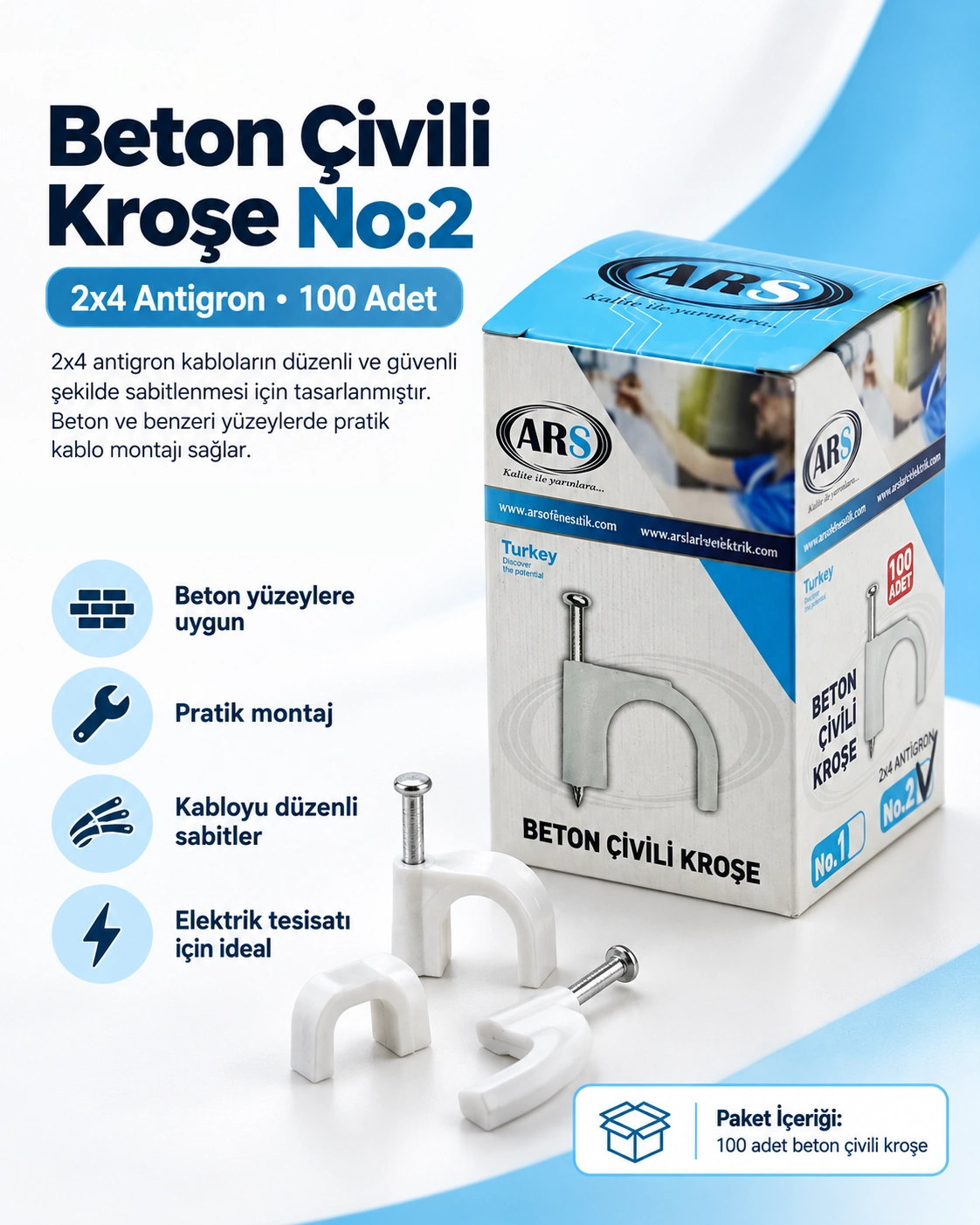 Beton Çivili Kroşe No2 (2X4 Antigron) – 100 Adet