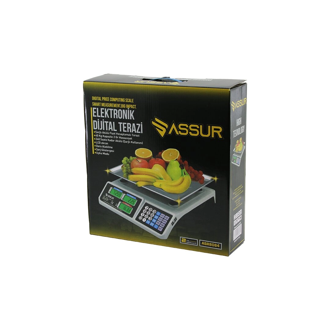 Büyük Dijital Karpuz Terazi Tartı 40Kg/2Gr 7 Fiyat Hafızası Fiş Şarjlı Acs-809T