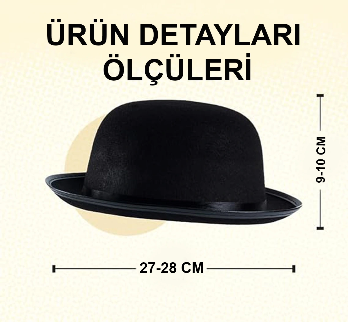 Charlie Chaplin Stil Çocuk Şapkası – Siyah Melon Parti Şapkası