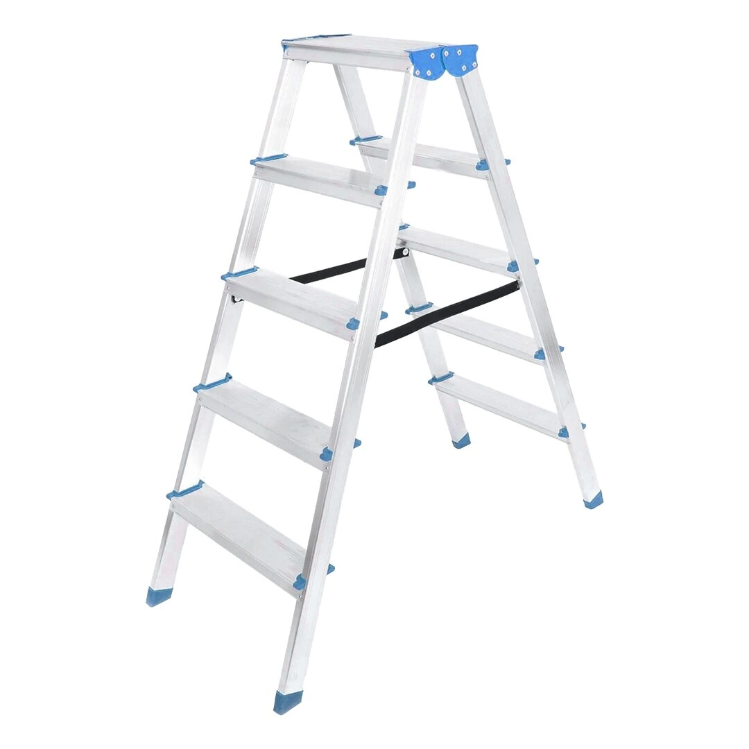 Çift Basamaklı Alüminyum Metal Merdiven Yükseklik 115Cm Baş Genişlik 8Cm