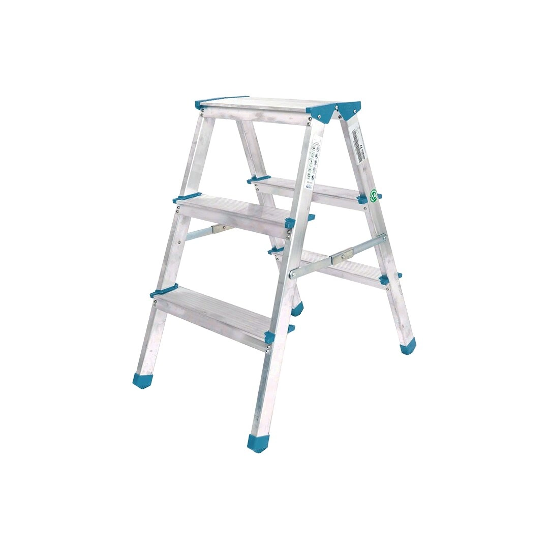 Çift Basamaklı Alüminyum Metal Merdiven Yükseklik 69Cm Baş Genişlik 8Cm