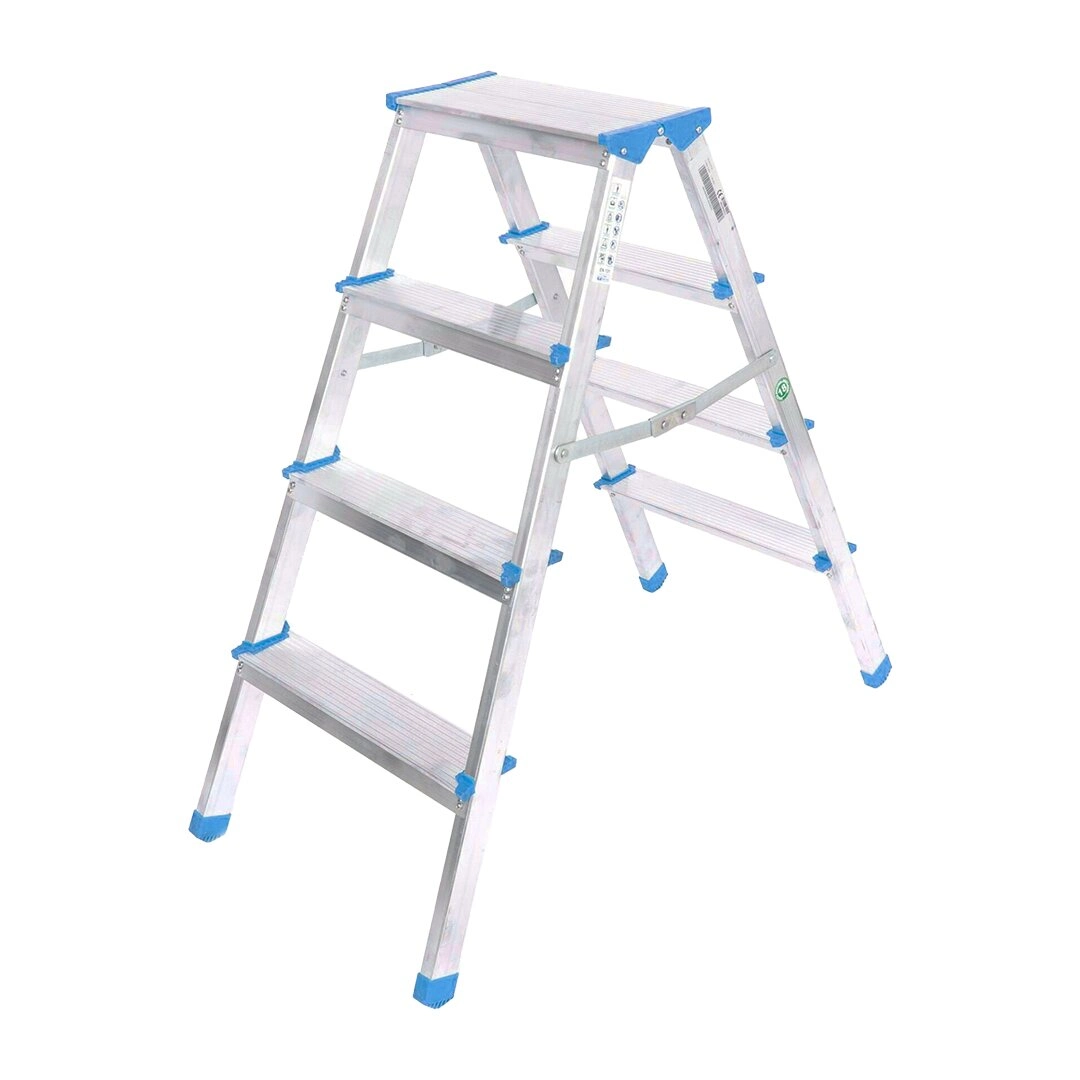 Çift Basamaklı Alüminyum Metal Merdiven Yükseklik 92Cm Baş Genişlik 8Cm