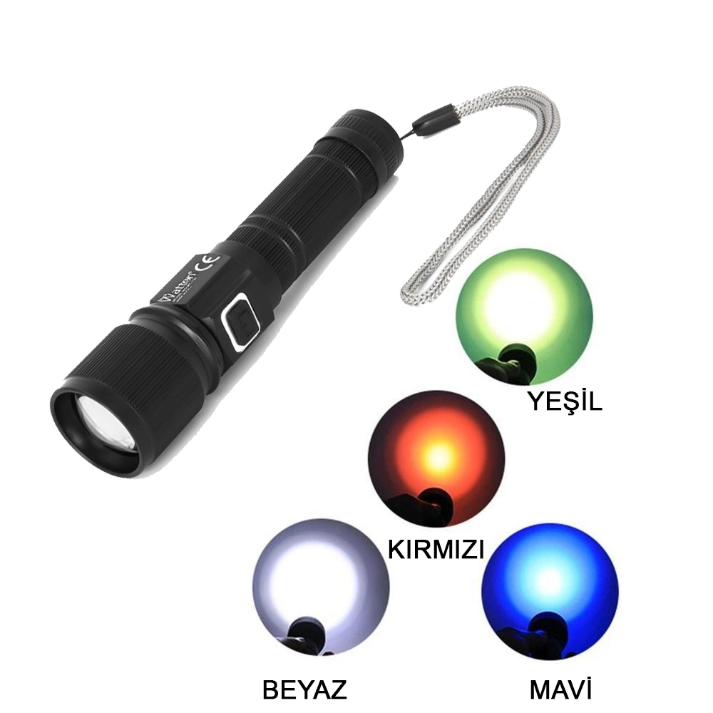 Cree Tg Led 1000 Lümen Göstergeli Fonksiyonel El Feneri Wt-732