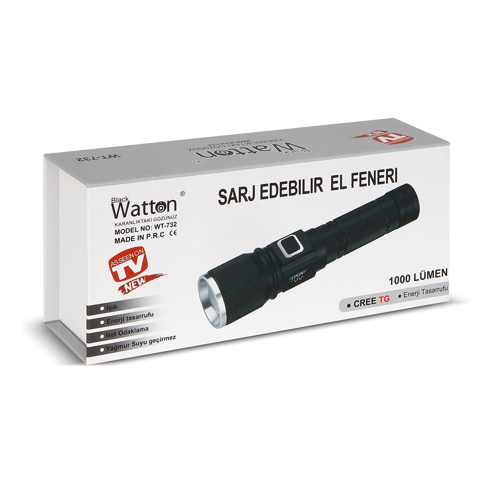 Cree Tg Led 1000 Lümen Göstergeli Fonksiyonel El Feneri Wt-732