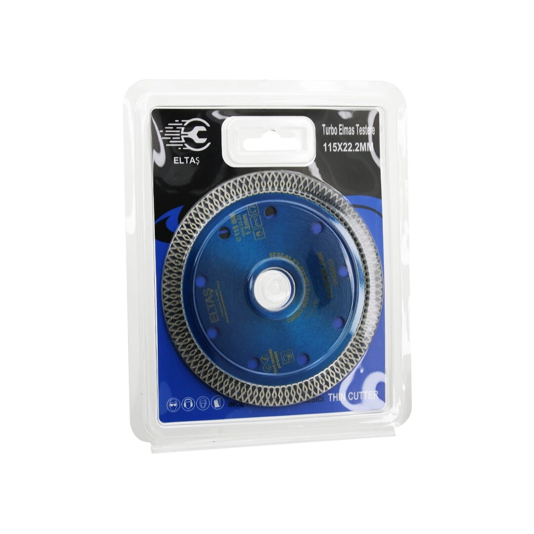 Turbo Elmas Mermer Kesici Disk 115Mmx22.2Mm İnce Hassas Testere 1.2Mm
