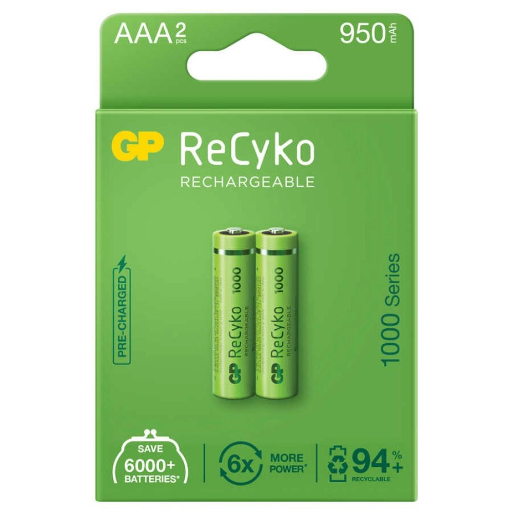 Gp Recyko 950Mah Aaa Şarj Edilebilir İnce Kalem Pil 2 Li Paket