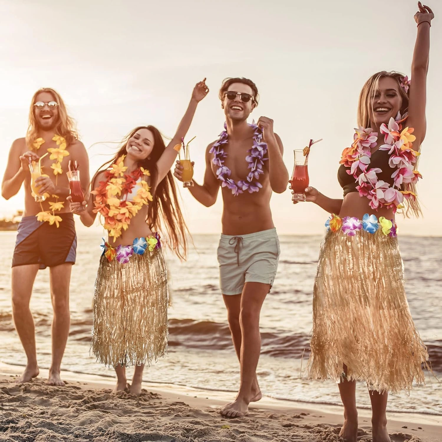 60 Cm Naturel Saman Görünümlü Hawaii Etek Hula