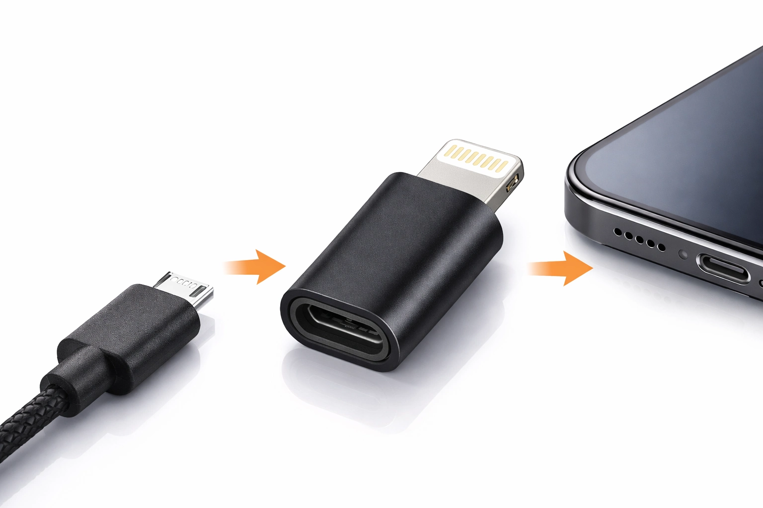 İphone 14 Plus Uyumlu Android Micro Usb Şarj Kablosunu İphone Lightning E Çevirici