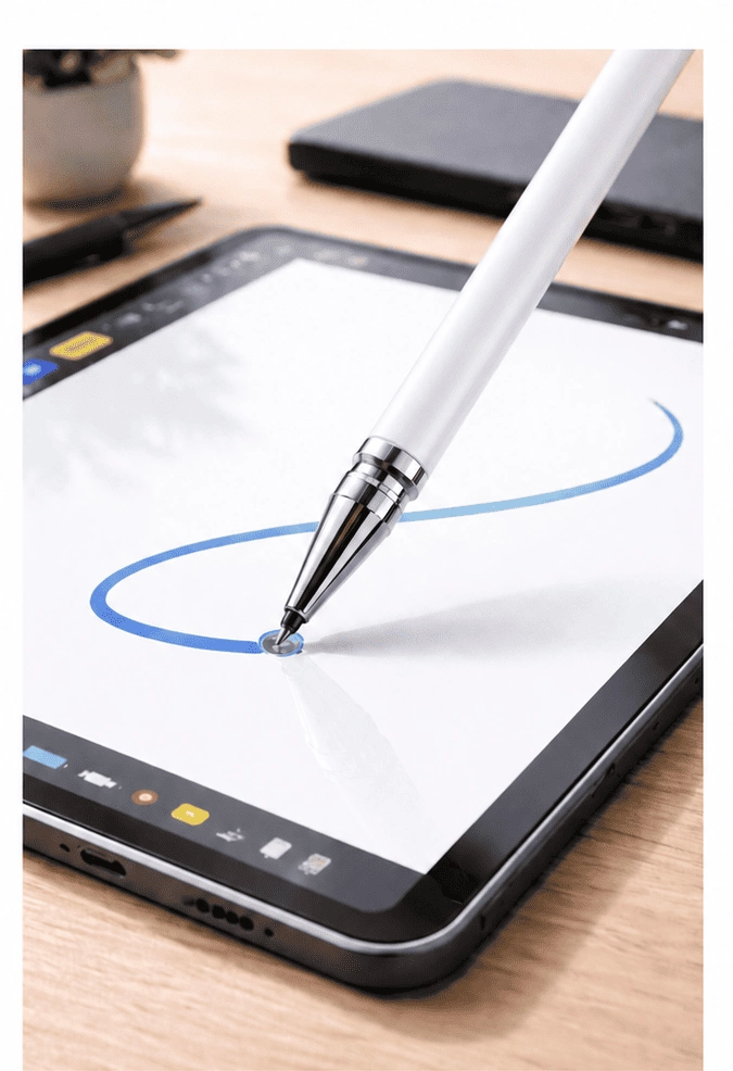 İphone 15 Plus Uyumlu Dokunmatik Stylus Kalem Disk Uçlu Hassas Beyaz Tablet Telefon Çizim Kalemi