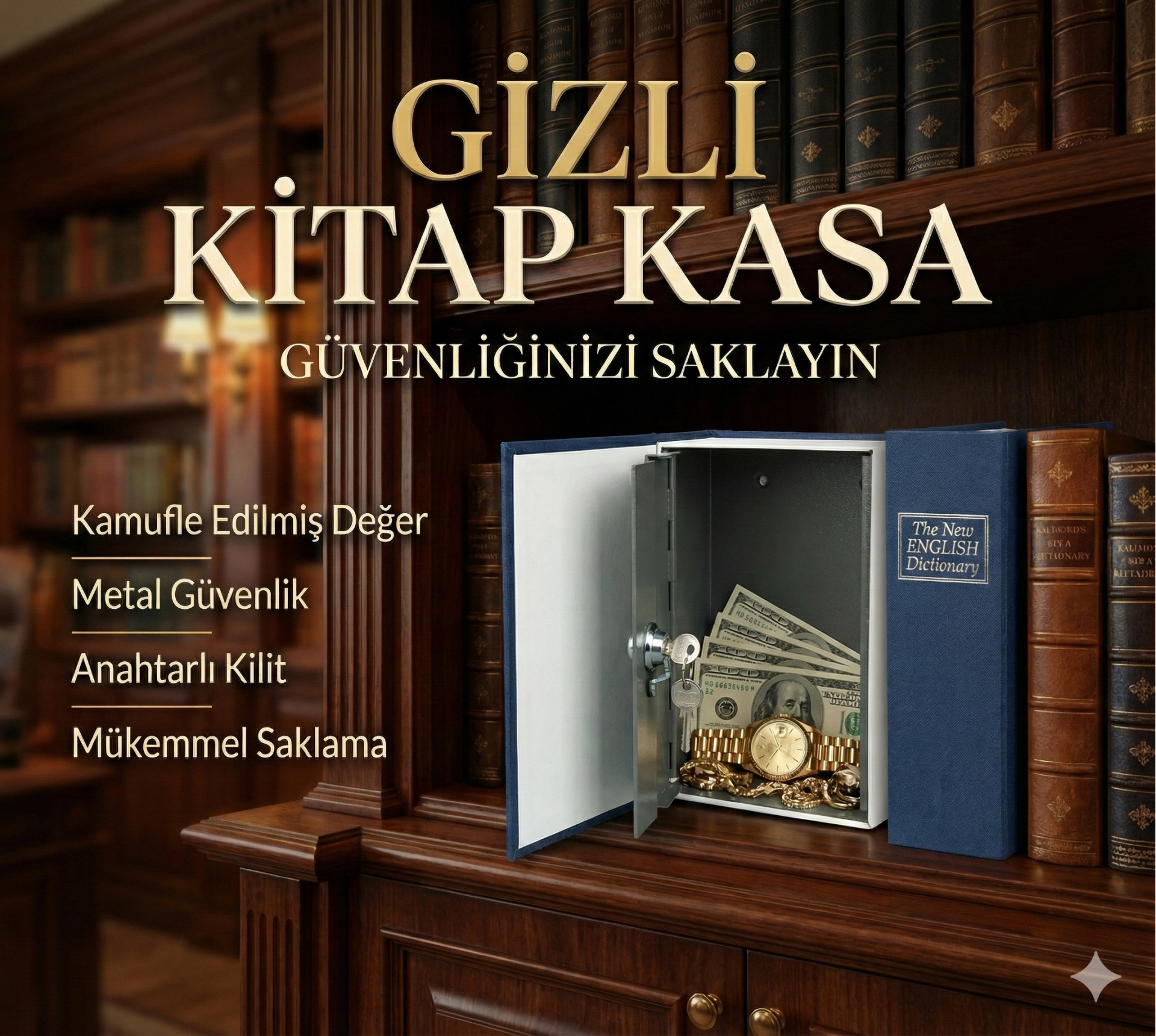 Kitap Görünümlü Gizli Kasa