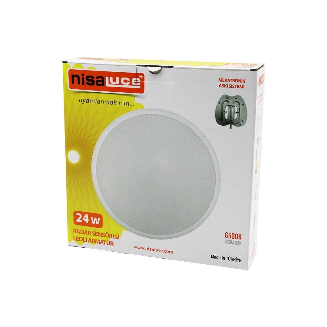 Nisaluce Eamp-106/B 24W Radar Sensörlü Ledli Armatür Beyaz Çerçeve Mekatronik Askı Sistemi ...