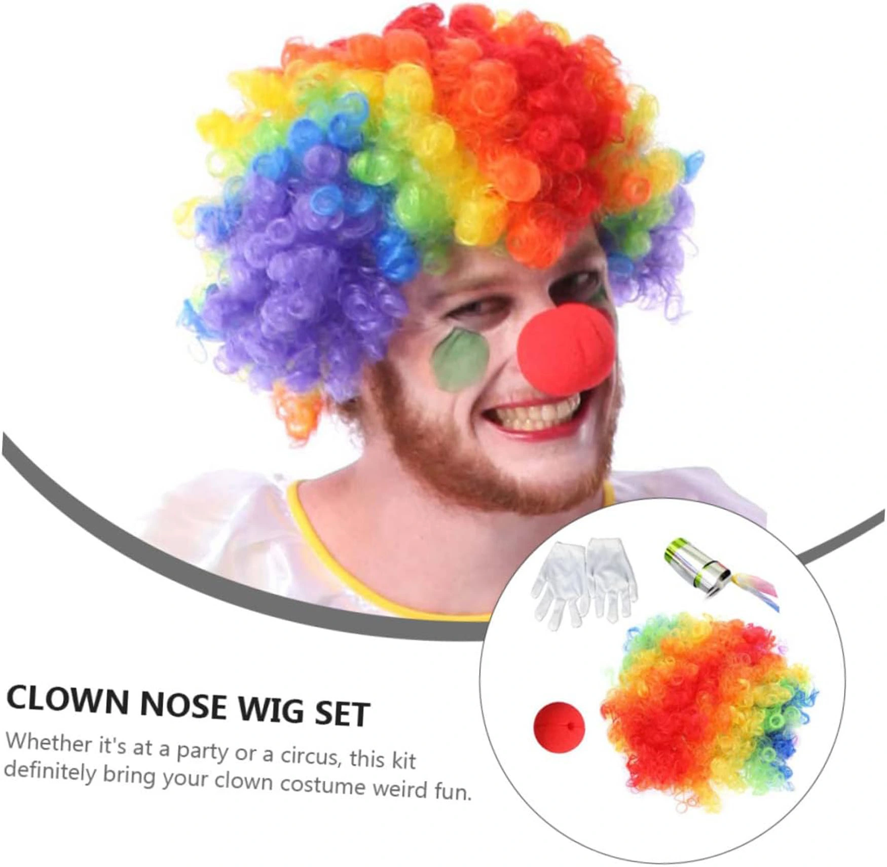 4’Lü Palyaço Aksesuar Seti – Bonus Saç, Sünger Burun, Eldiven Ve Sihirli Sopa