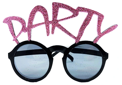 Party Yazılı Simli Pembe Renk Parti Gözlüğü 15X7 Cm