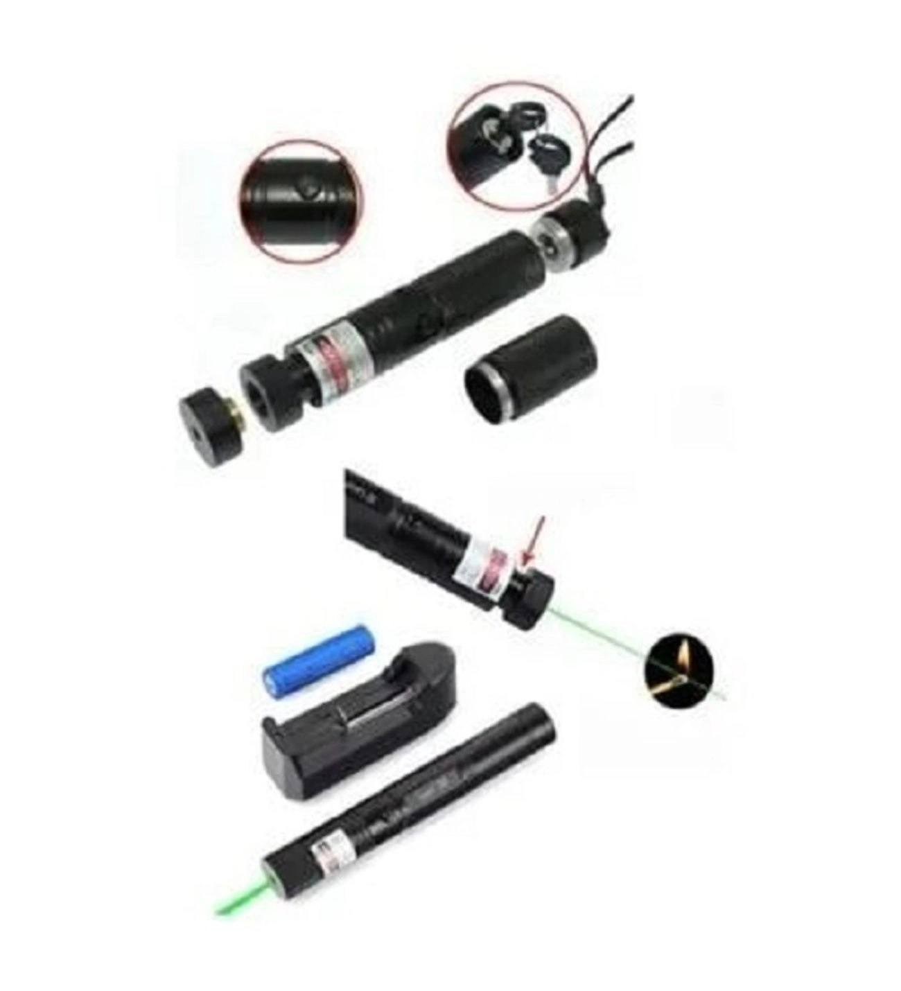 Polizei Şarjlı Turbo Yeşil Lazer Pointer Kibrit Yakabilen  Güç 1000Mw