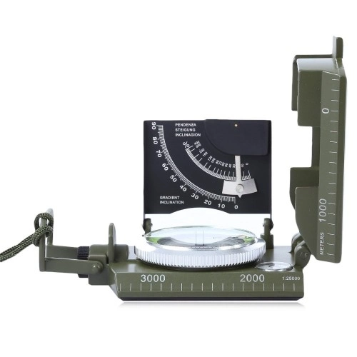 Prizmatik Suya Dayanıklı Işıltılı Pusula Ile Kılıfı Askeri Ordu Kamp Yürüyüş Seyahat ...