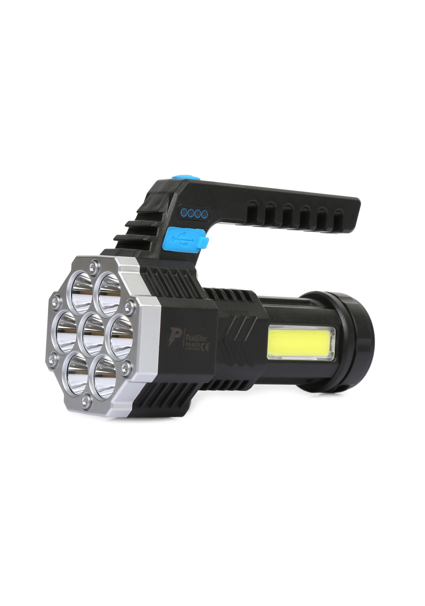 Ps-3879 Usb Şarj Göstergeli Şarj Edilebilir 7*Xpe +Cob Led El Feneri