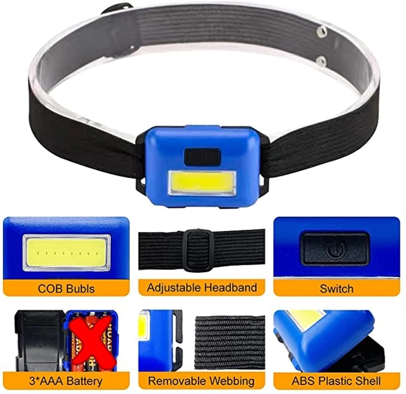 Ps-T89 Mini Pilli Cob Led 3 Mod Su Geçirmez Kafa Feneri Lambası