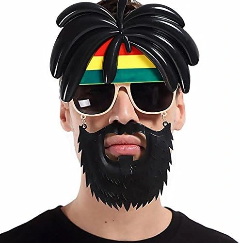 Rasta Peruklu Rasta Sakallı Bob Marley Bıyıklı Parti Gözlüğü 27X18 Cm