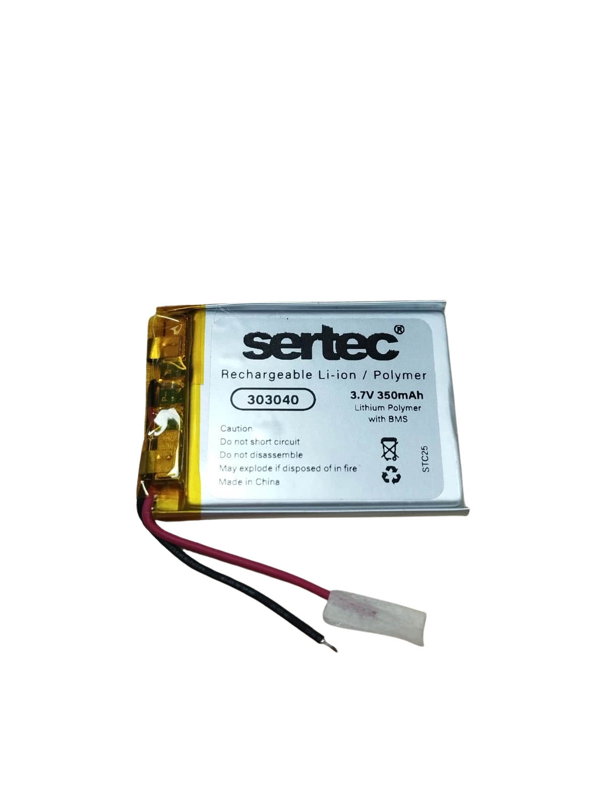 Sertec 303040 3.7V 350 Mah Li-Polymer Pil (Devreli/1.5A)