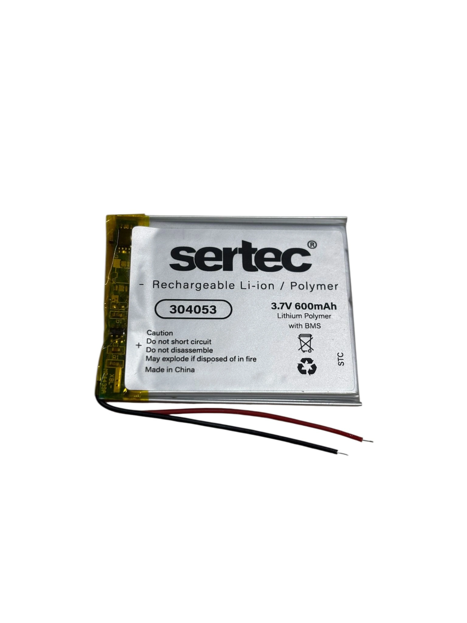 Sertec 304053 3.7V 600 Mah Li-Polymer Pil (Devreli/1.5A)