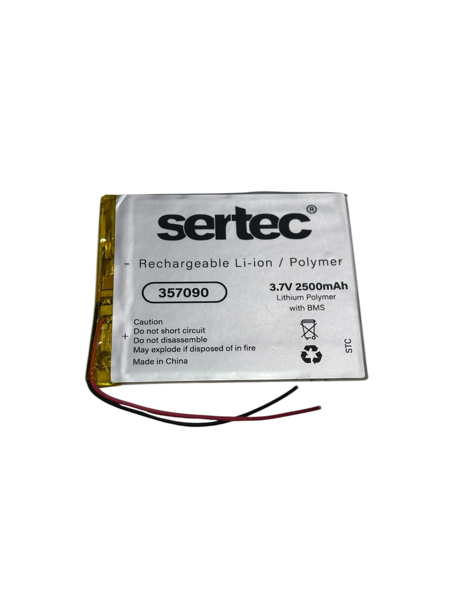 Sertec 357090 3.7V 2500 Mah Li-Polymer Pil (Devreli/1.5A)