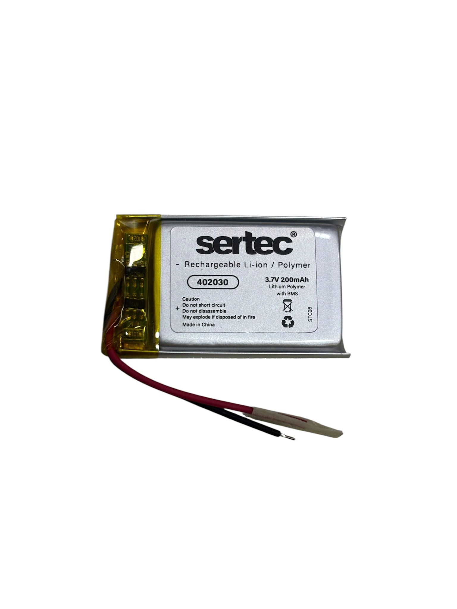 Sertec 402030 3.7V 200Mah Li-Polymer Pil (Devreli/1.5A)