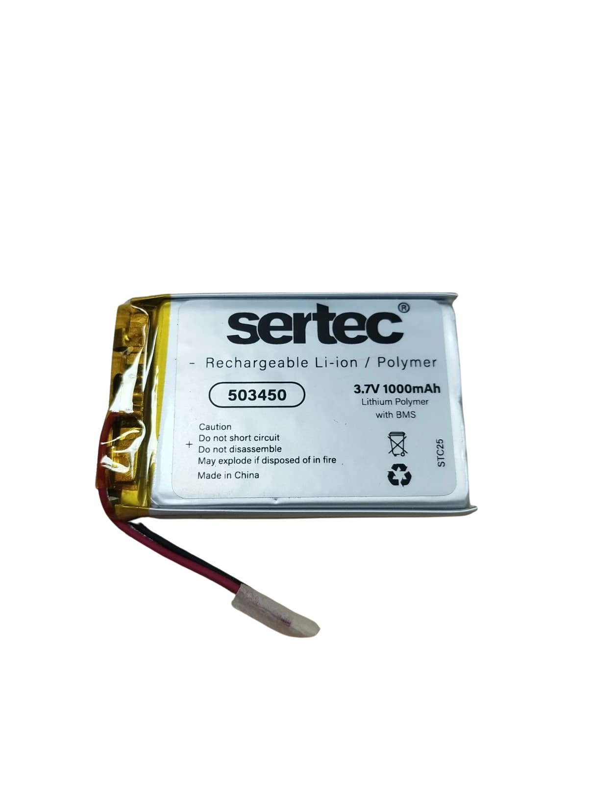 Sertec 503450 3.7V 1000 Mah Li-Polymer Pil (Devreli/1.5A)