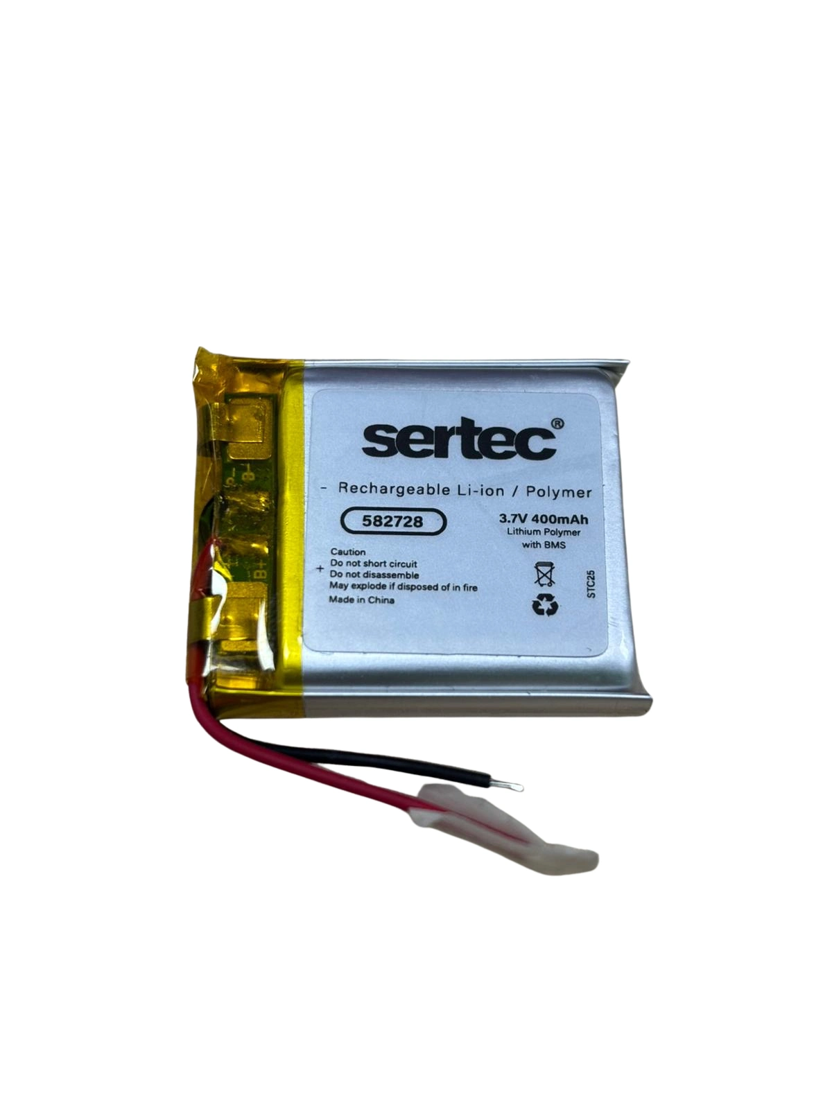 Sertec 582728 3.7V 400 Mah Li-Polymer Pil (Devreli/1.5A)