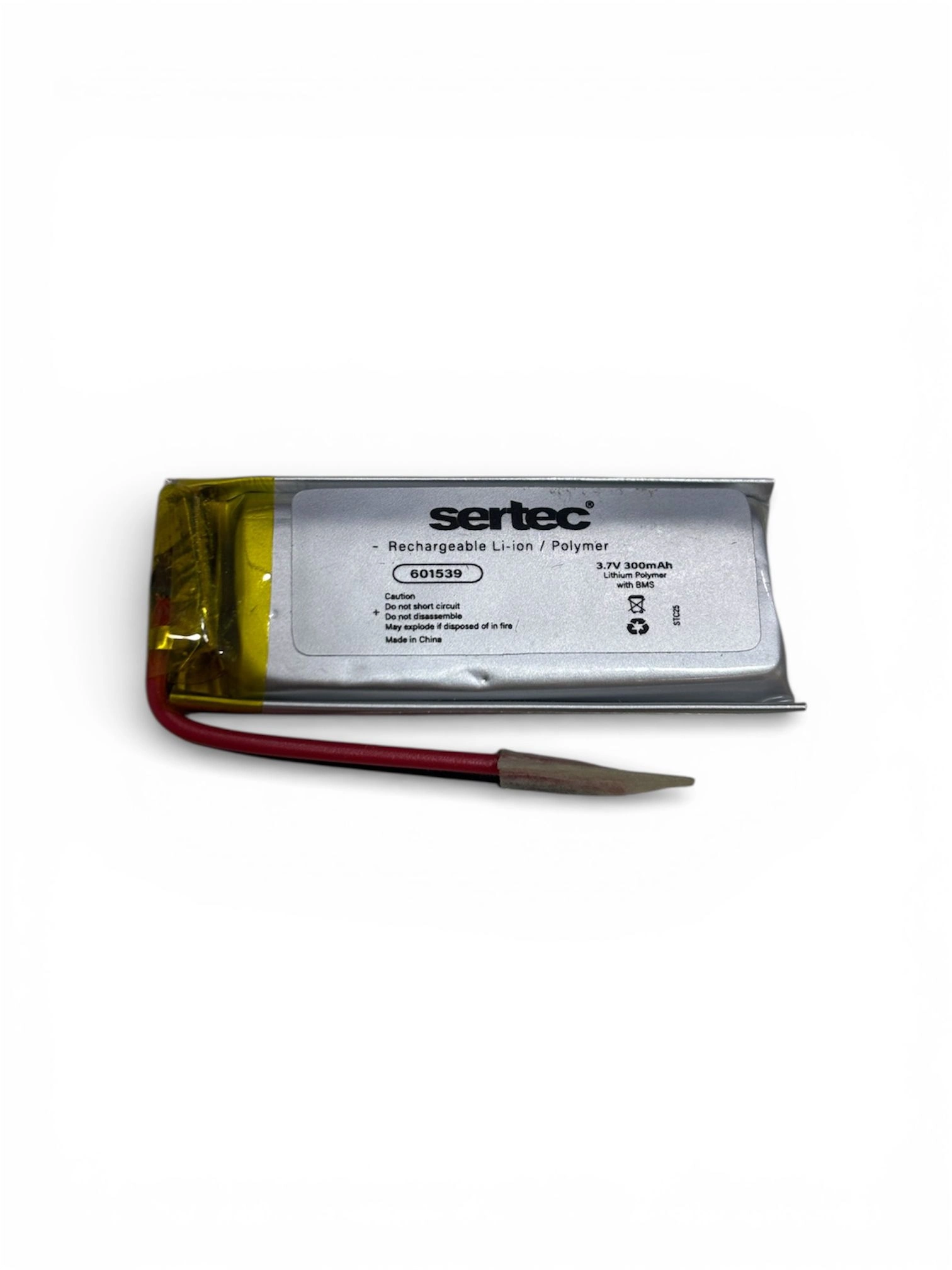 Sertec 601539 3.7V 300 Mah Li-Polymer Pil (Devreli/1.5A)