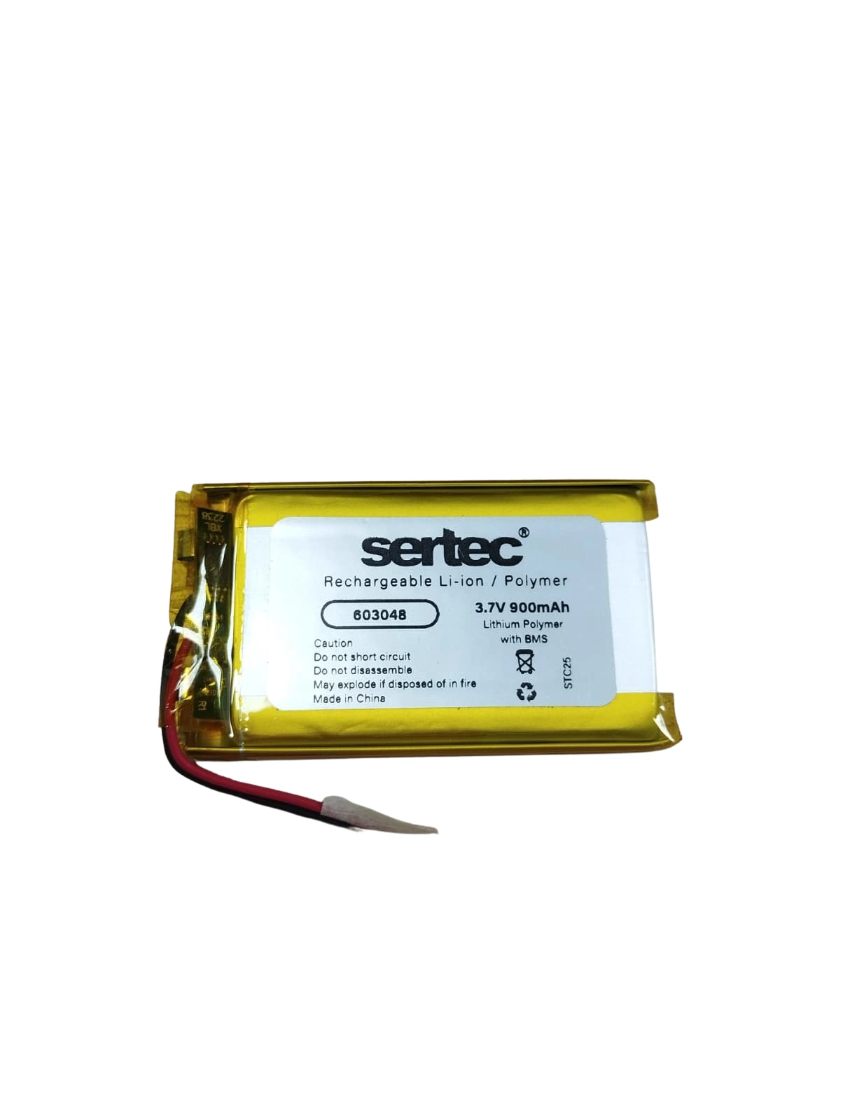 Sertec 603048 3.7V 900 Mah Li-Polymer Pil (Devreli/1.5A)