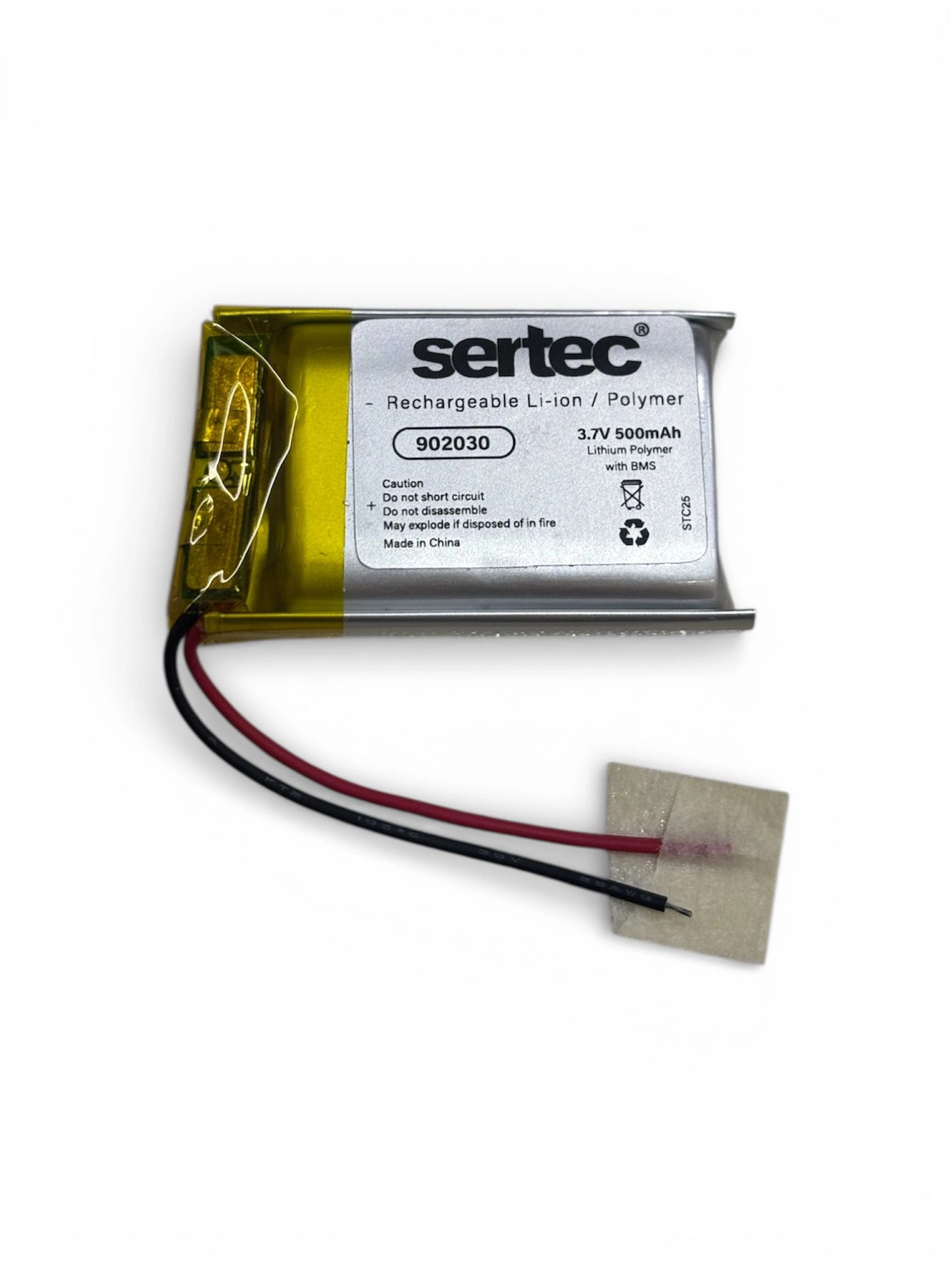Sertec 902030 3.7V 500 Mah Li-Polymer Pil (Devreli/1.5A)