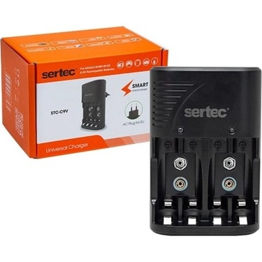 Sertec Stc-C802 Aa-Aaa-9V Uyumlu 4Lü Pil Şarj Aleti