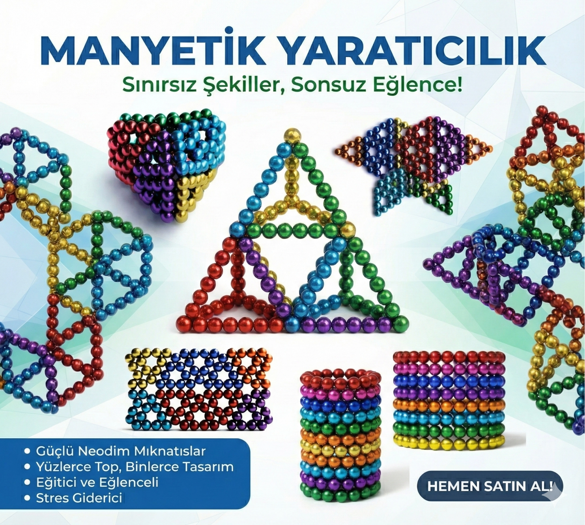 Sihirli Manyetik Toplar Dyum Mıknatıs Küp Bilye 216 Adet Cube Küp Dymium