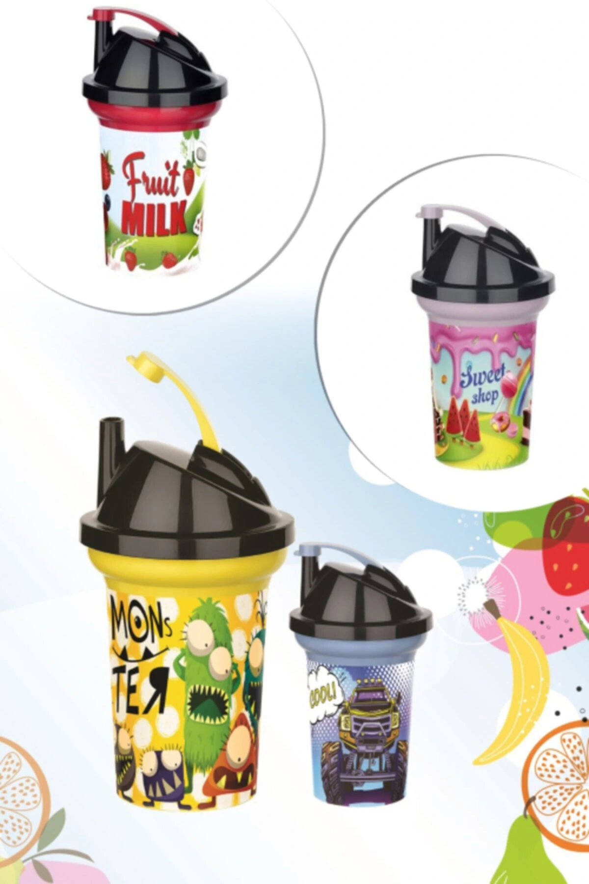 Tedy Pipetli Çocuk Içecek Bardağı Desenli Bardak 300Ml
