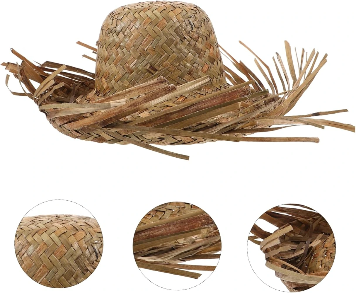 Tropikal Parti Naturel Hasır Hawaii Şapkası 13X36 Cm