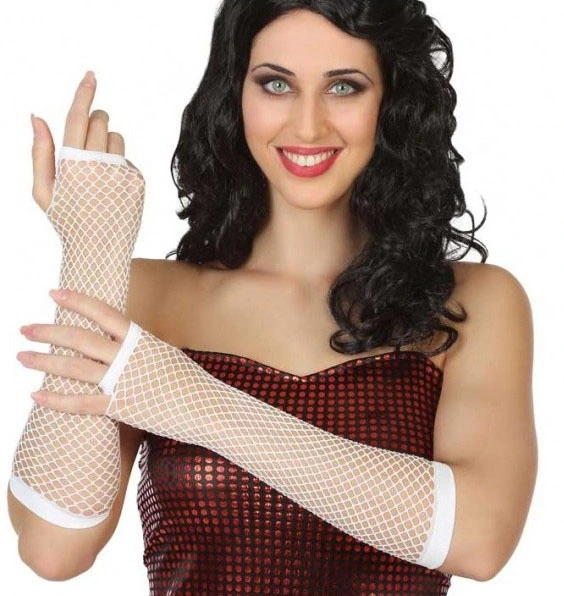 80’Ler 90’Lar Retro Beyaz File Parmaksız Eldiven 26 Cm