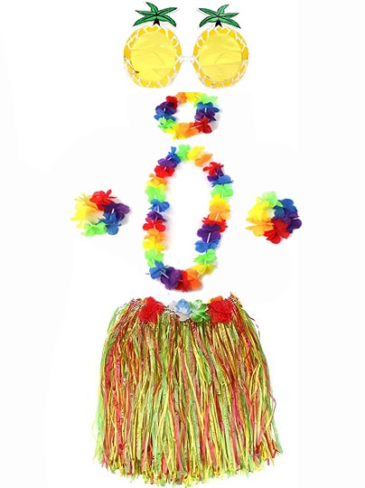 Yetişkin Ve Çocuk Uyumlu Luau Aloha Hawaii Rengarenk 40 Cm Etek Ananas Şekilli Gözlük Hawaii ...