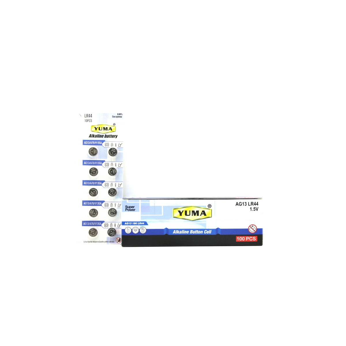 Ym-9 Ag13 Lr-44 Düğme Pil Alkalin 1.5V 10Lu Kart